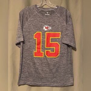 Patrick Mahomes 15 NFL Kansas City Chiefs Grey SS Tee-Shirt Fanatics size large